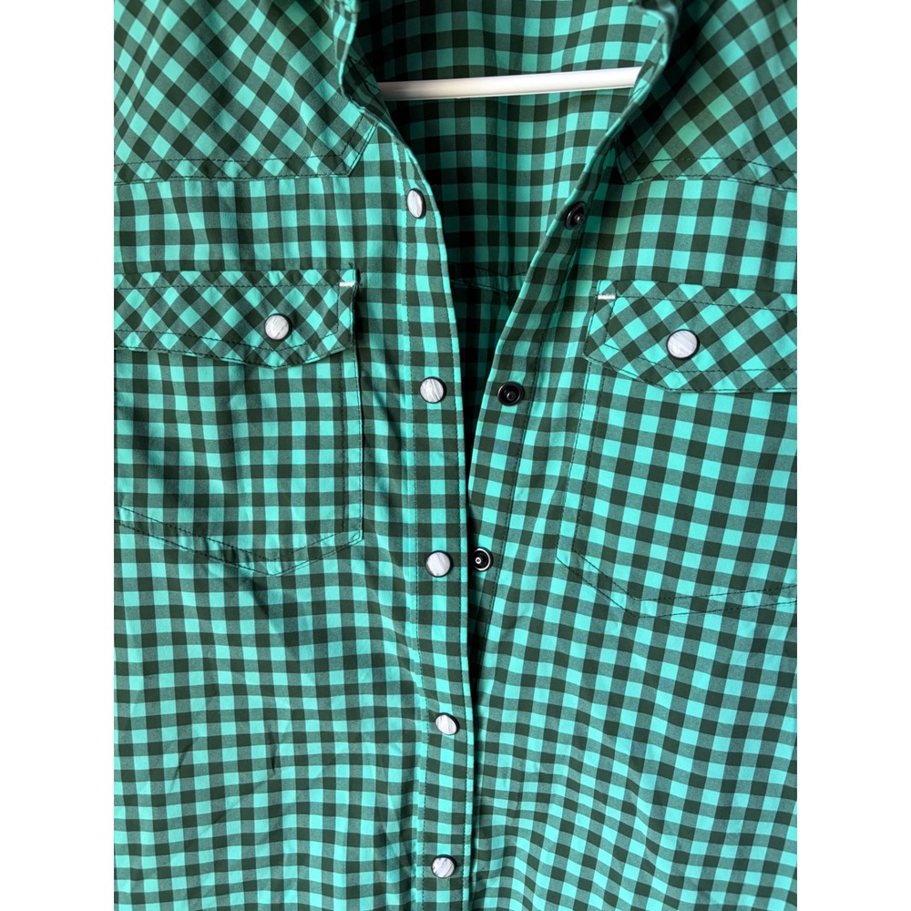 Stio Eddy Shirt Green Gingham Pearl Snap Long Sleeve Button Down - Picture 4 of 7
